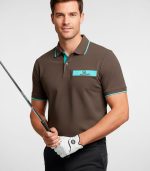 polo técnico de golf marrón para hombre