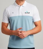 polo de golf azul y blanco para hombre